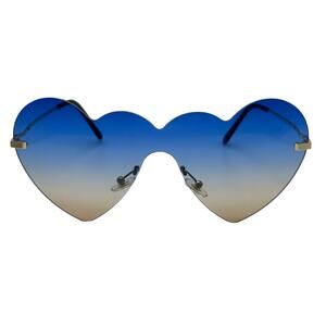 7008 | Blue/Tan Rimless Heart Sunglasses